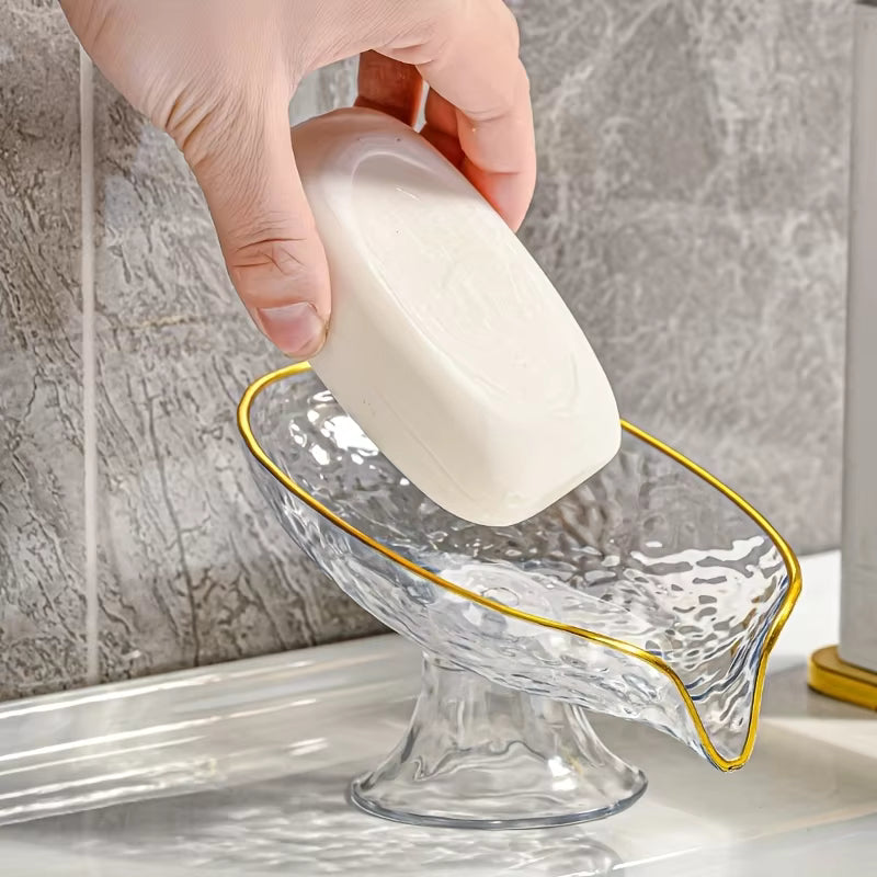 Clear oval plastic soap dish