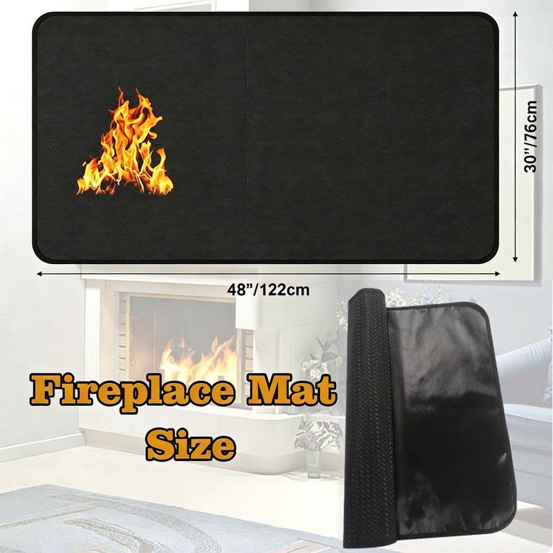 Fireproof Fireplace Hearth Mat, Fireplace Hearth Rug, Fire Resistant Rectangular Fire Pit, Heated Floor Mat for Outdoor Grills, Fire Pits, Smokers, Woodstoves, 48"x30"in