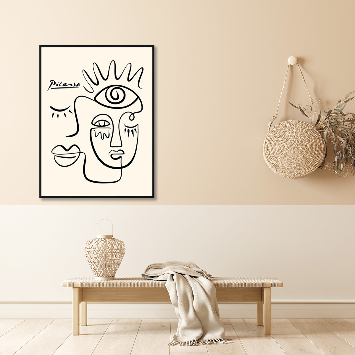 Oceans Line Art By Pablo Picasso – Black Frame Canvas