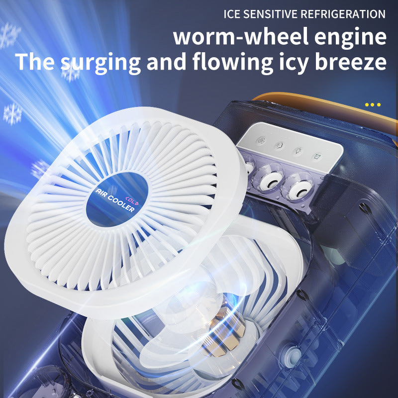 Black 3-in-1 Portable Air Cooler Fan - Desktop Humidifier & LED Light, Nano Mist