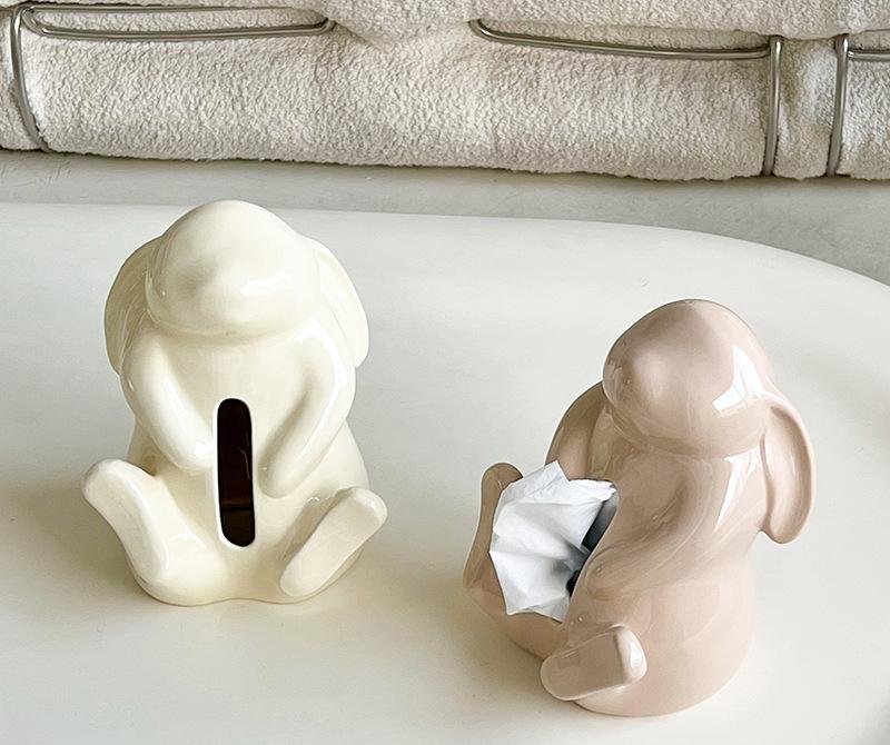 Artisan Ceramic Tissue Box Holder - Medium-High Fired Home Decor Organizer(Cream color)