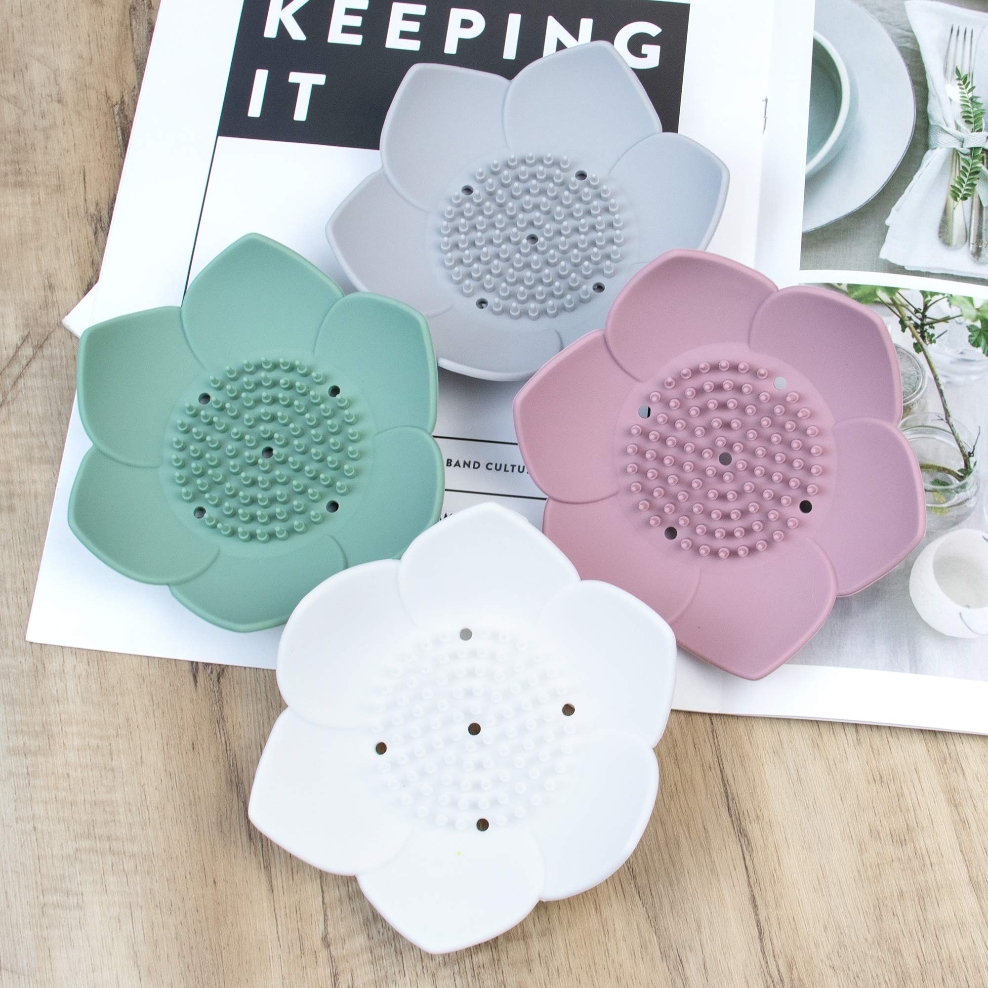 Flower shaped soap dish white
