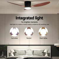 Devanti 52'' Ceiling Fan DC Motor w/Light w/Remote - Dark Wood