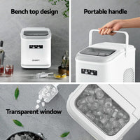 Devanti Ice Maker Machine Portable 12kg Countertop w/Self Cleaning 1.3L White