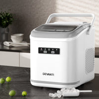 Devanti Ice Maker Machine Portable 12kg Countertop w/Self Cleaning 1.3L White