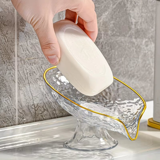 Clear oval plastic soap dish
