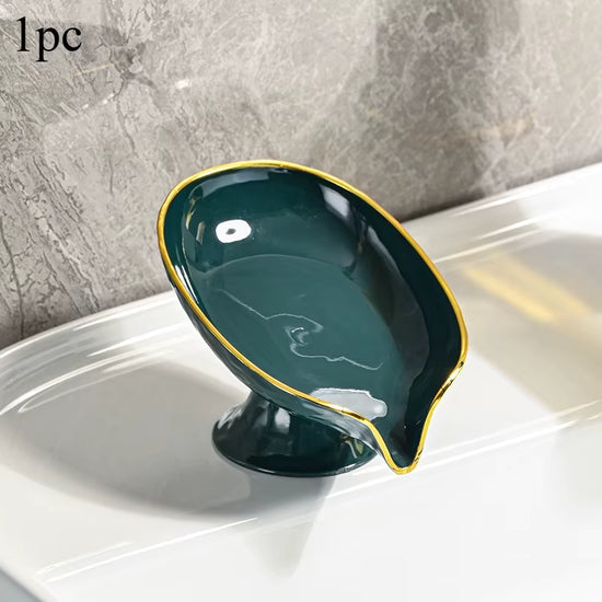 Dark Green oval plastic soap dish
