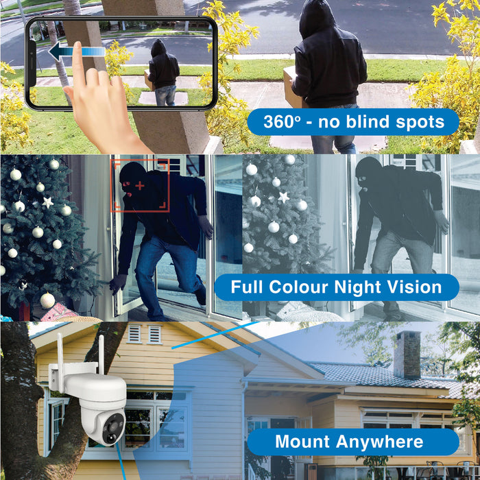 Laser FHD Outdoor Pan Tilt Camera Solar White