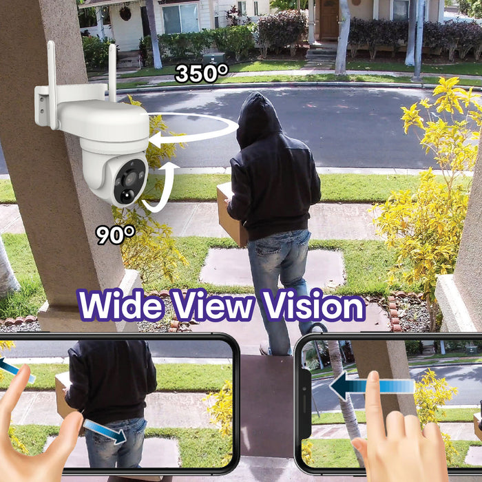 Laser FHD Outdoor Pan Tilt Camera Solar White