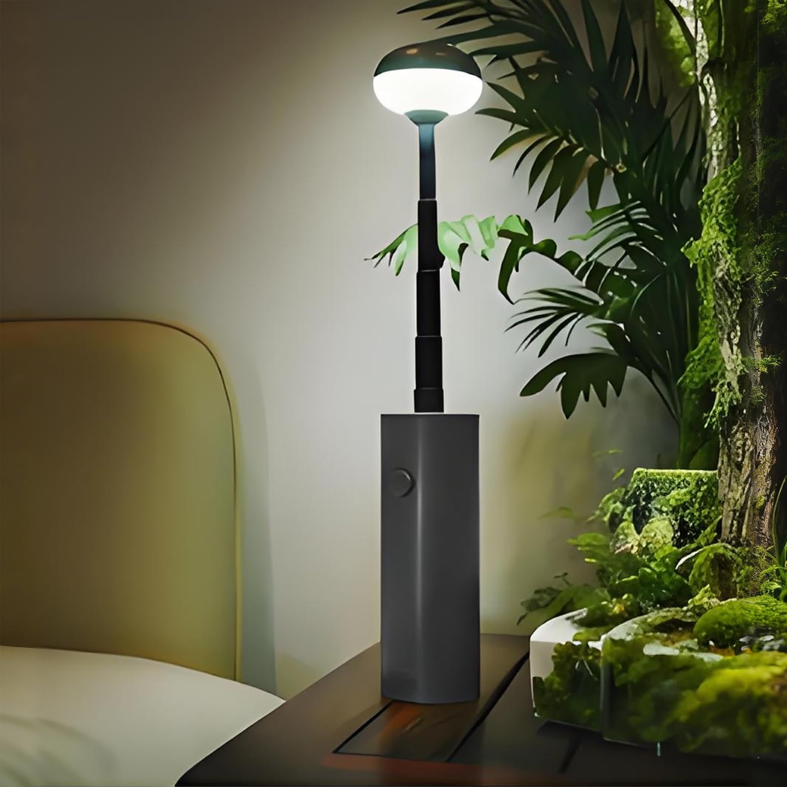 Portable Telescopic Camping Light with 5000mAh Battery â€“ Rechargeable, IPX65 Waterproof, Magnetic & Multi-Mode Outdoor Lamp (Grey)
