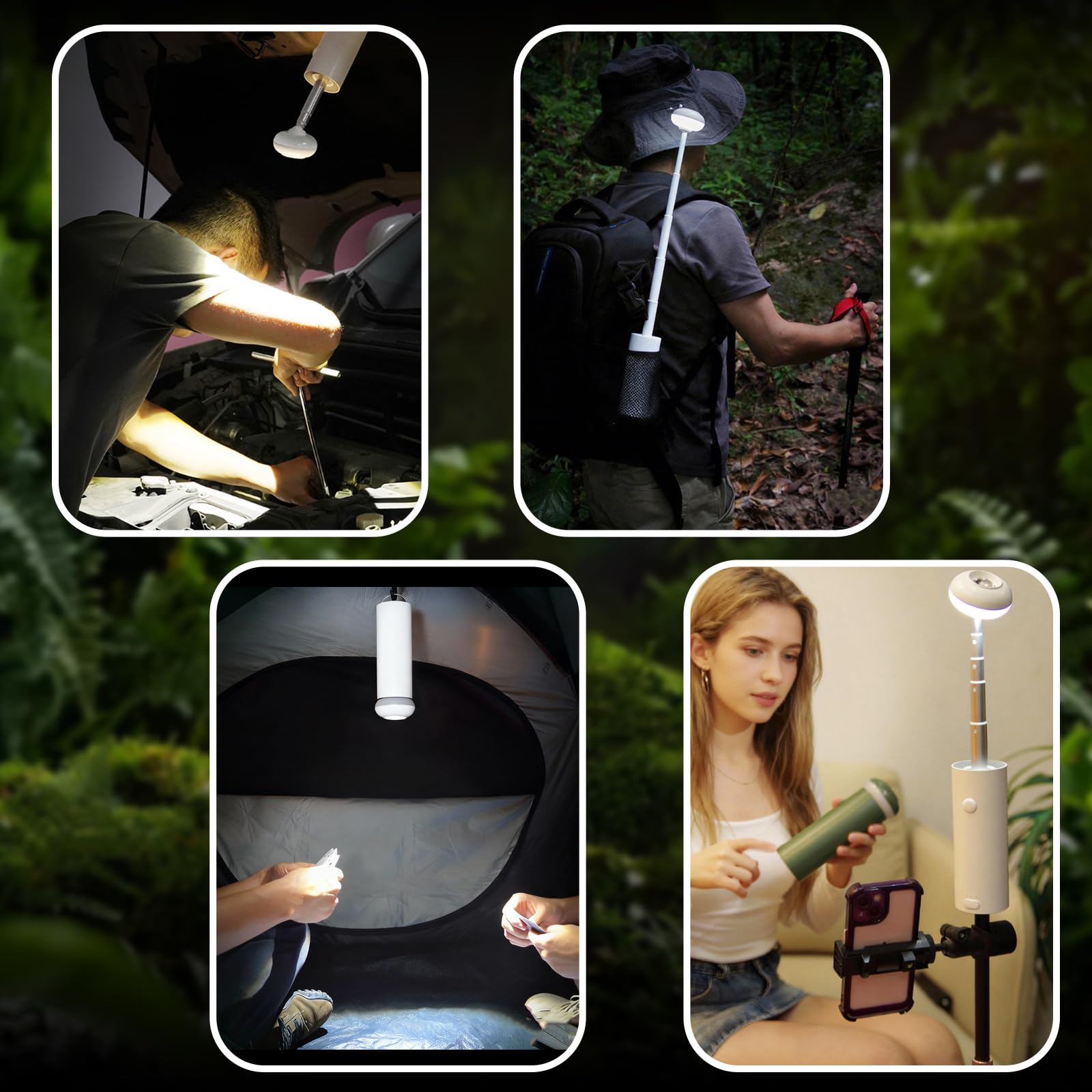 Portable Telescopic Camping Light with 5000mAh Battery â€“ Rechargeable, IPX65 Waterproof, Magnetic & Multi-Mode Outdoor Lamp (Grey)