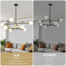 Modern Sputnik Chandelier 8 Lights Height Adjustable Ceiling Light Fixture Mid-Century Modern Gold Chandelier for Dining Room Bedroom Kitchen Living Room with Sloped Ceiling Adapter