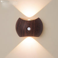 Indoor Wall Lamp - Night Light with Motion Sensor - Wireless LED Wall Light - Rechargeable Wall Lamp - Stair Lighting - Closet Lighting - Bedroom Lamp - USB Rechargeable - Magnetic -Warm White Light - Dark Wood - 1 Piece