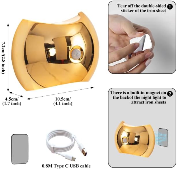 Indoor Wall Lamp - Night Light with Motion Sensor - Wireless LED Wall Light - Rechargeable Wall Lamp - Stair Lighting - Closet Lighting - Bedroom Lamp - USB Rechargeable - Magnetic -Warm White Light - Dark Wood - 1 Piece