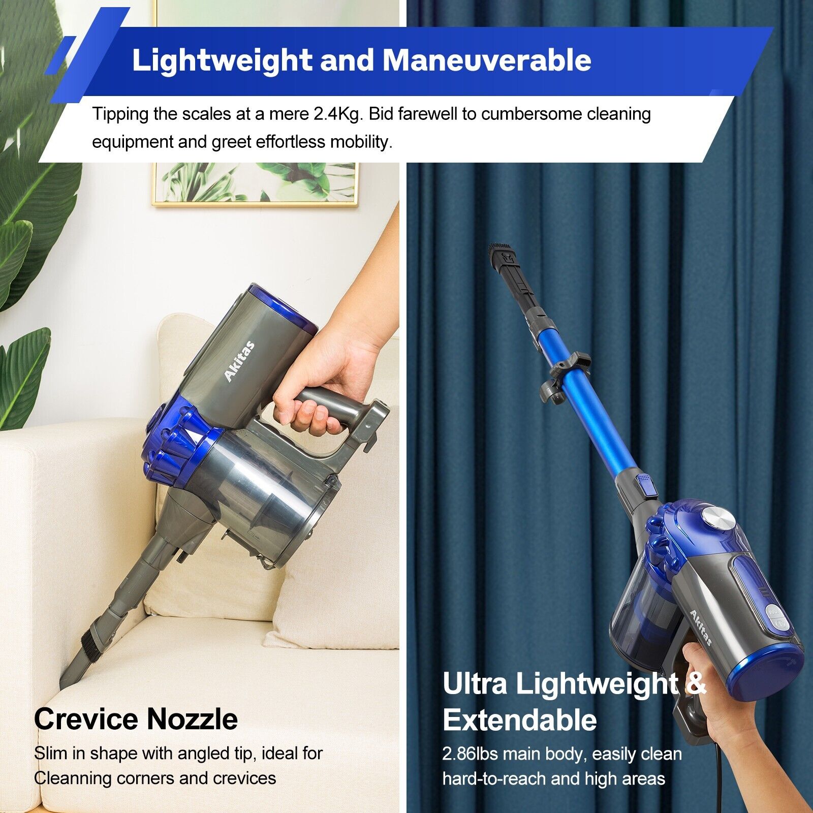 Handheld Stick Vacuum Cleaner 40 Min Runtime LED V8 150W