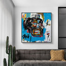 Oceans Blue Head By Basquiat – Black Frame Canvas