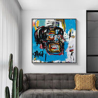 Oceans Blue Head By Basquiat – Black Frame Canvas