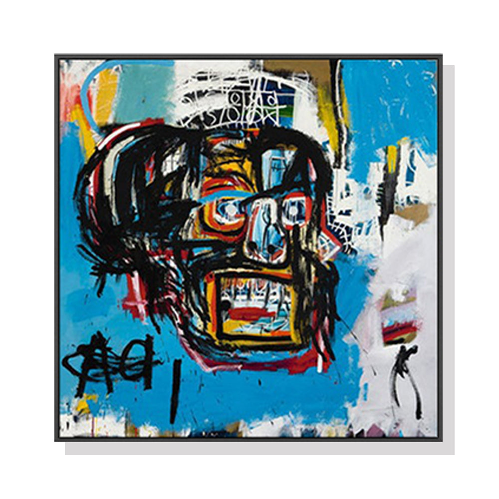 Oceans Blue Head By Basquiat – Black Frame Canvas