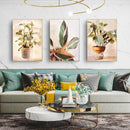 Oceans Botanical Leaves Watercolour – Gold Frame Canvas (Set of 3)