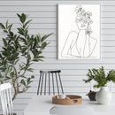 Oceans Line Art Girl – White Frame Canvas