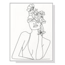 Oceans Line Art Girl – White Frame Canvas