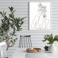Oceans Line Art Girl – White Frame Canvas