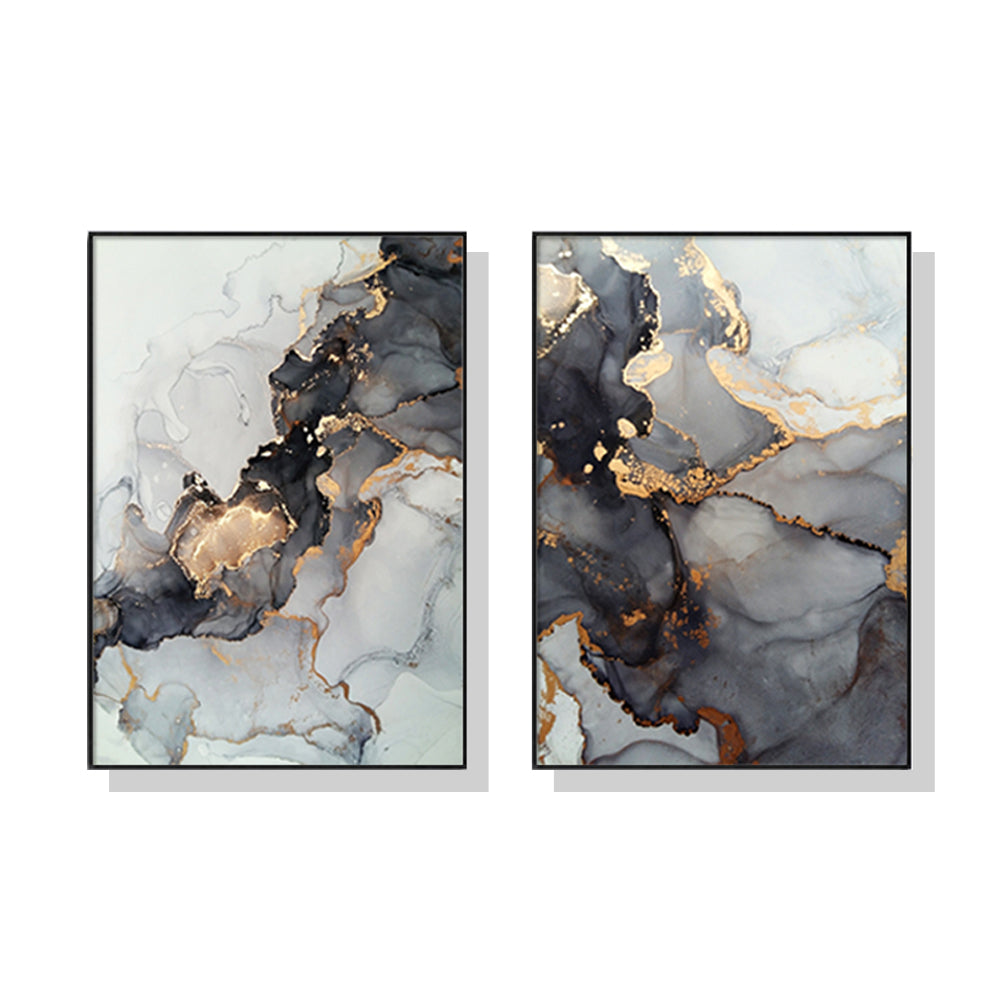 Oceans Black Splash – Black Frame Canvas (Set of 2)