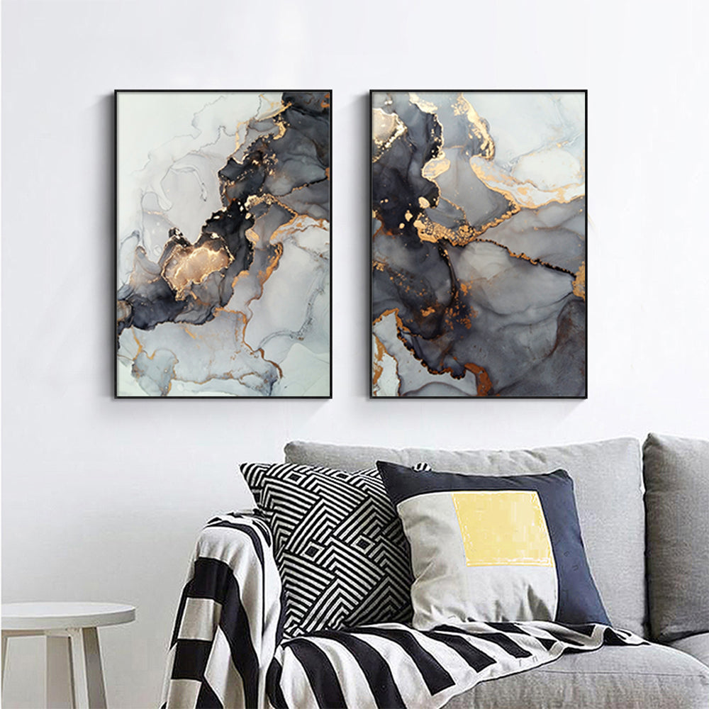 Oceans Black Splash – Black Frame Canvas (Set of 2)