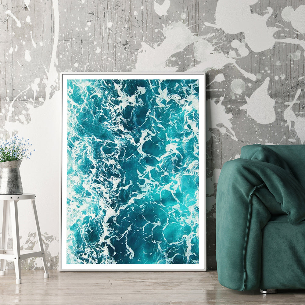 Oceans Blue Ocean – White Frame Canvas