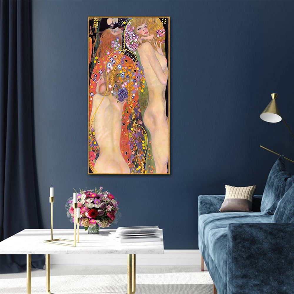 Oceans Water Serpents By Gustav Klimt – Gold Frame Canvas