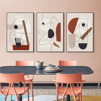 Oceans Abstract Line Art By Picasso – Black Frame Canvas (Set of 3)