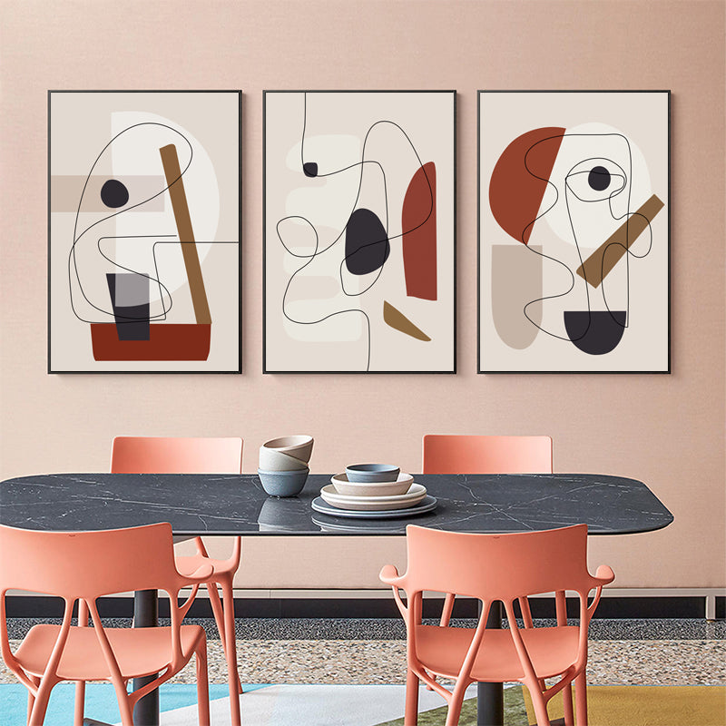 Oceans Abstract Line Art By Picasso – Black Frame Canvas (Set of 3)