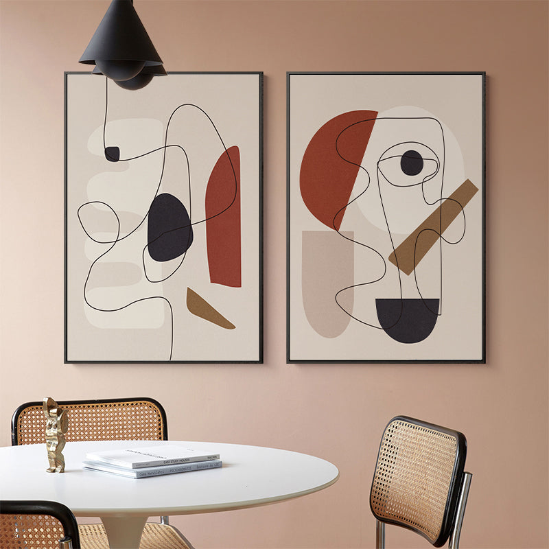 Oceans Abstract Line Art By Picasso – Black Frame Canvas (Set of 3)