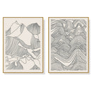 Oceans Line Art Mountain – Gold Frame Canvas (Set of 2)