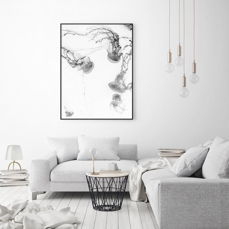 Oceans Jellyfish – Black Frame Canvas