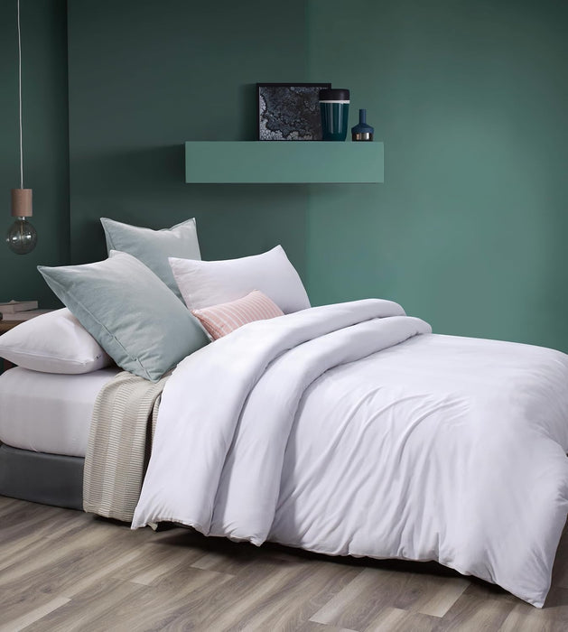 Cotton Quilt Cover Set - White - King