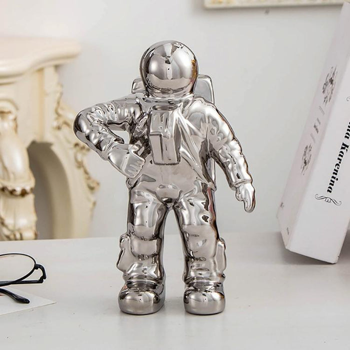 Salute Astronaut Ceramic Vase - Tabletop Decor with Dried Flowers - White