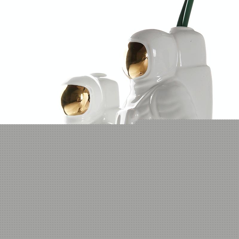 Salute Astronaut Ceramic Vase - Tabletop Decor with Dried Flowers - White