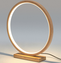 Bamboo Single Ring LED Lamp Light Modern Scandi Minimalistic - Natural