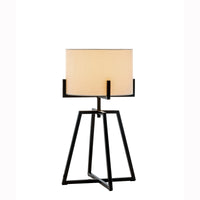 Modern Dimmable Floor Lamp + Table Desk Lamp w/ Linen Shade Scandi - Matte Black