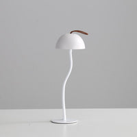 Smooth White Lamp Cap Elegant Curved Stem Mushroom Desk Lamp - Adjustable LED Table Light