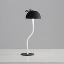 Smooth Black Lamp Cap Elegant Curved Stem Mushroom Desk Lamp - Adjustable LED Table Light