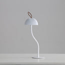 Corrugated White Lamp Cap Elegant Curved Stem Mushroom Desk Lamp - Adjustable LED Table Light