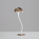 Corrugated Gold Lamp Cap Elegant Curved Stem Mushroom Desk Lamp - Adjustable LED Table Light