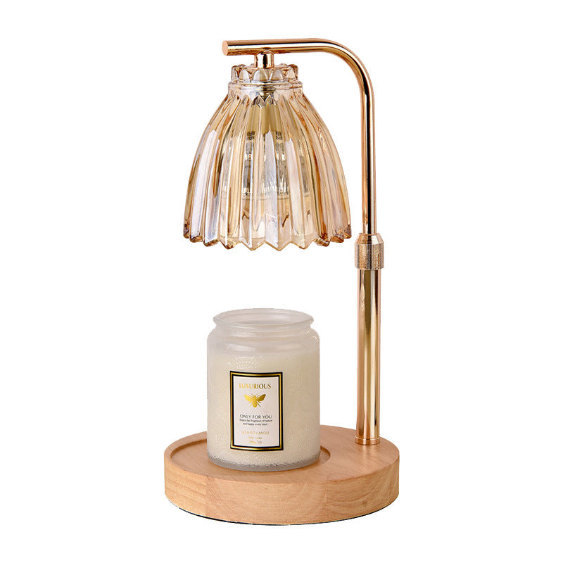 Gold Wrought Iron Candle Warmer Lamp with Halogen Bulb - Adjustable Scented Candle Melter for Home Decor