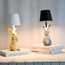 White Bunny White Lampshade Adorable Rabbit Resin Table Lamp - 3-Color LED, USB Rechargeable, Touch Dimming
