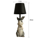 Pink Bunny White Lampshade Adorable Rabbit Resin Table Lamp - 3-Color LED, USB Rechargeable, Touch Dimming