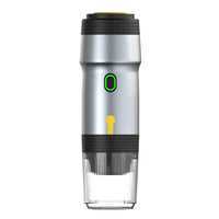 Silver 3-in-1 Portable Electric Espresso Maker - Rechargeable Travel Coffee Machine for Capsules & Ground Coffee