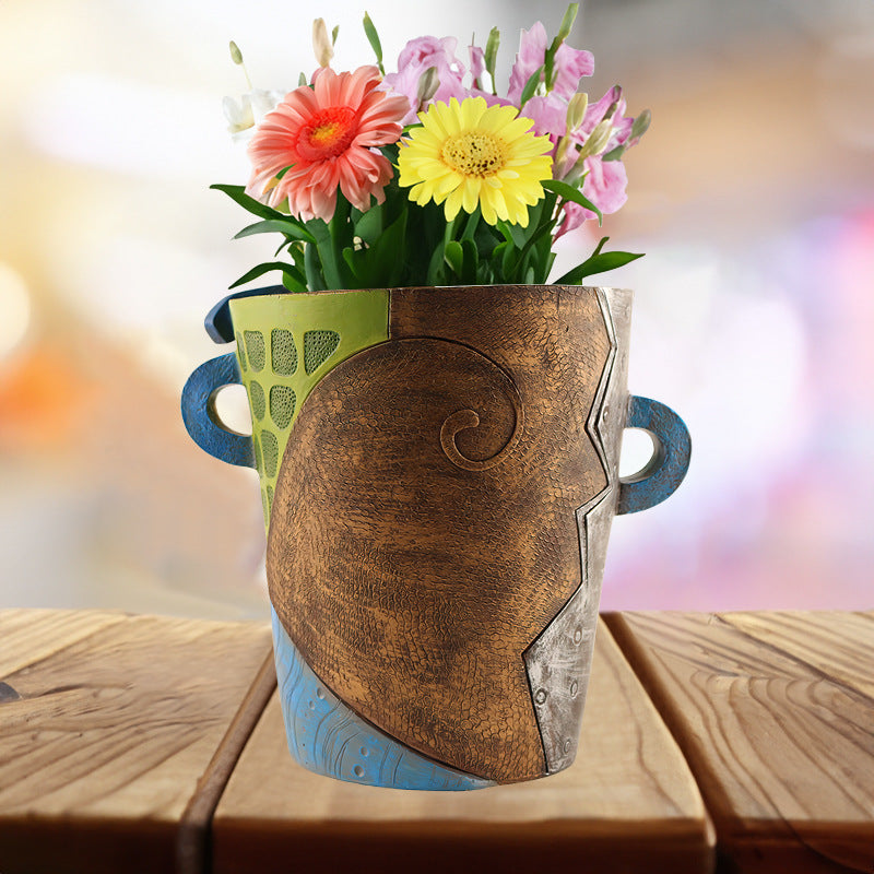 Abstract Face Planter Pot - Artistic Resin Decor for Succulents & Plants (Colorful models - 12.5*12*9CM)