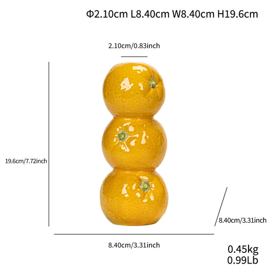 Bright Yellow Whimsical Stacked Orange Ceramic Vase - Modern Nordic Tabletop Decor